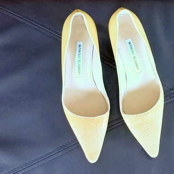 Manolo Blahnik gold mesh snake skin shimmer 👡 - Picture 2 of 8